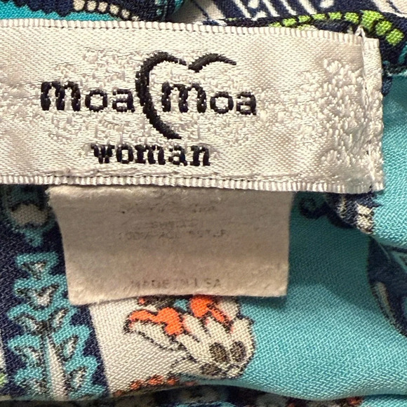 Moa Moa multicolored round neck cold shoulders & open 3/4 sleeves Womens size 2X - Picture 7 of 8